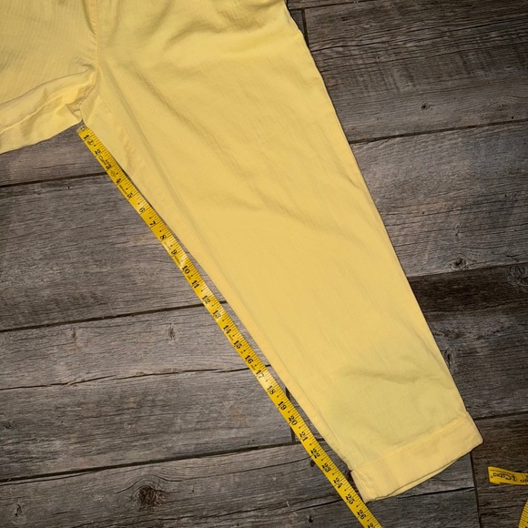 Loft Outlet Yellow Cotton High Rise Straight Leg Crop Pants Size M - Picture 10 of 10